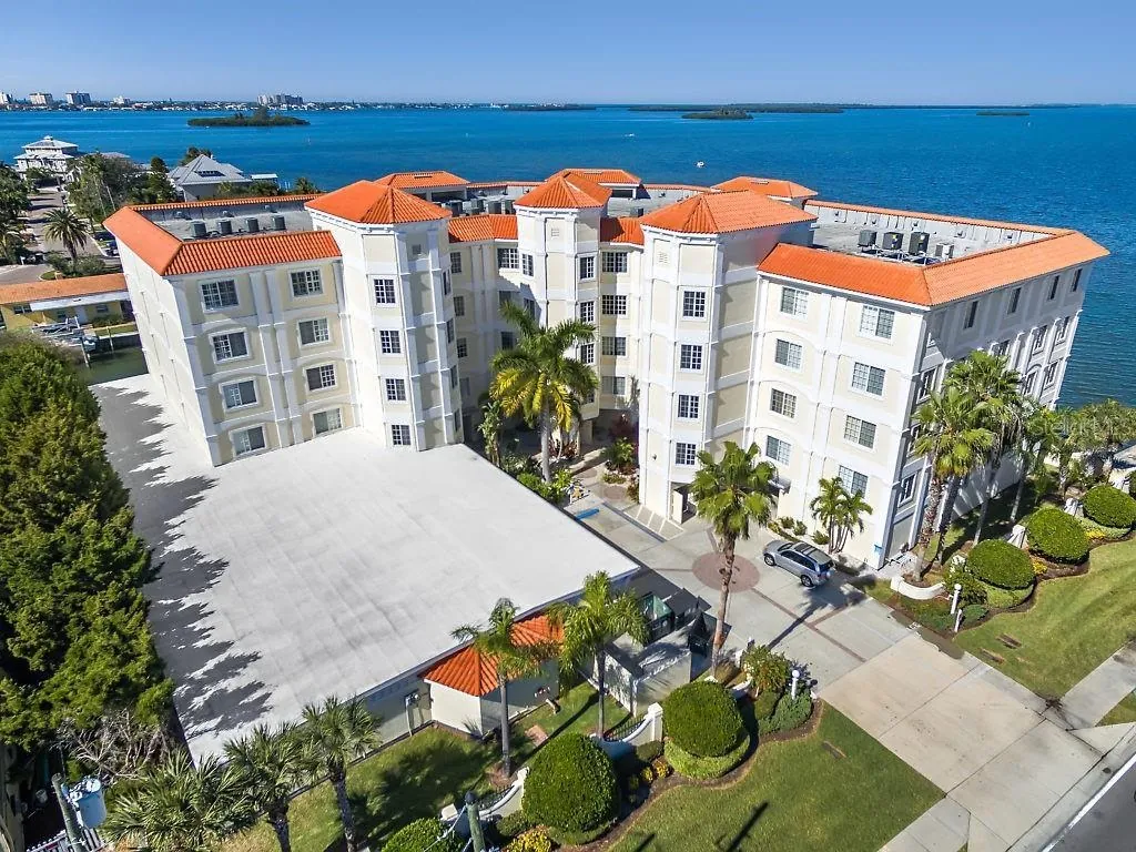 an aerial view of a large white building