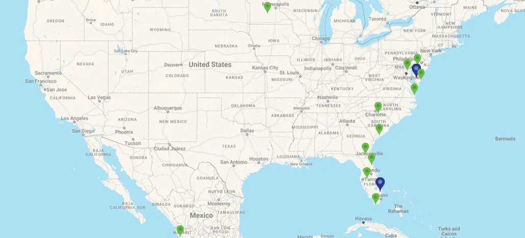 a map of the united states with all the major cities